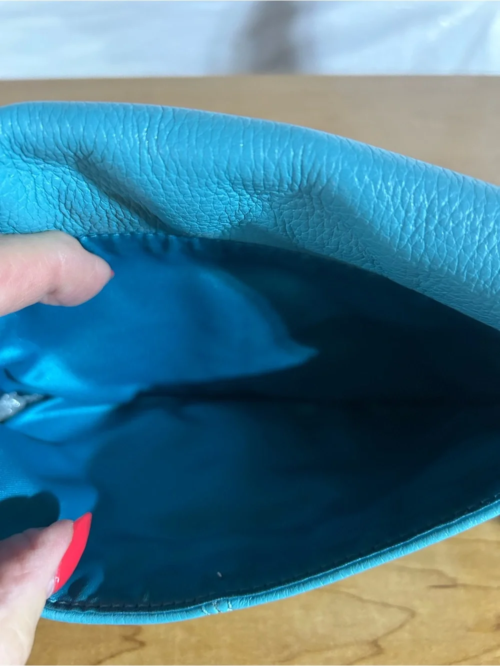 Coach Turquoise Pebbled Leather Wristlet